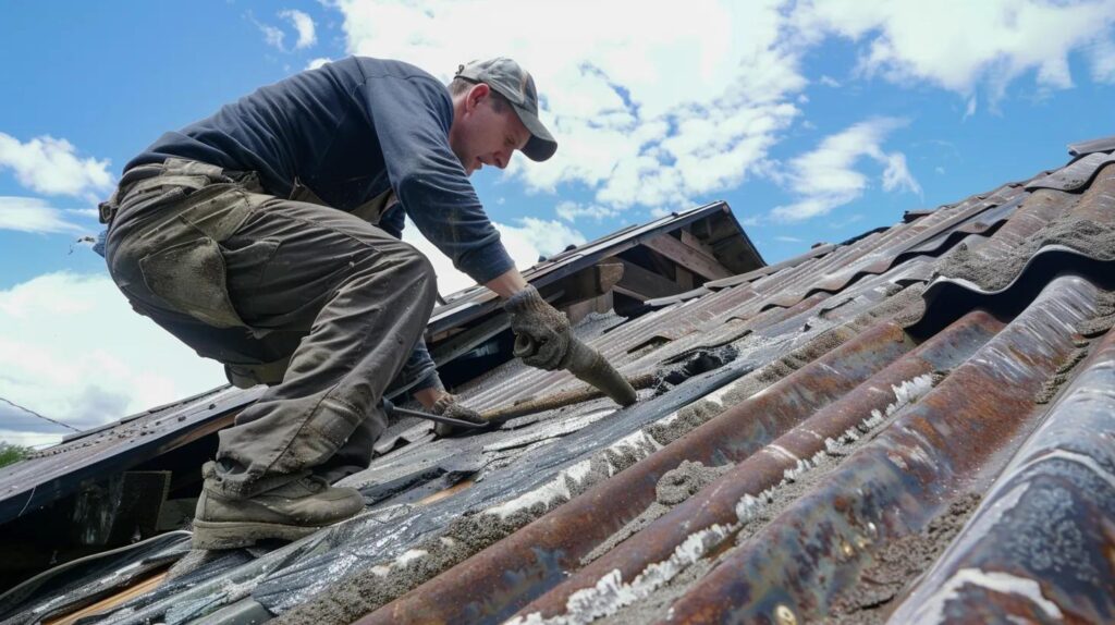 working on Asbestos Roof Removal