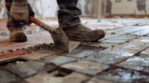 working on Asbestos Tile Removal