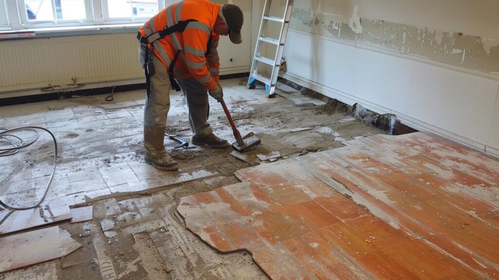 working on Asbestos Tile Removal